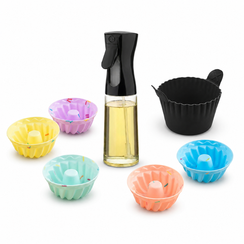 Air Fryer Accessories Set, 10-piece silicone bundle with oil sprayer and baking cups
