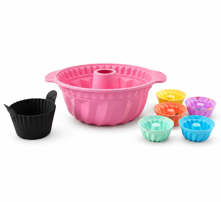 Baking Starter Set, silicone Bundt pan and 5 baking cups