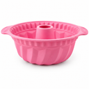 Pink SpiralCore silicone Bundt cake pan, nonstick fluted mold