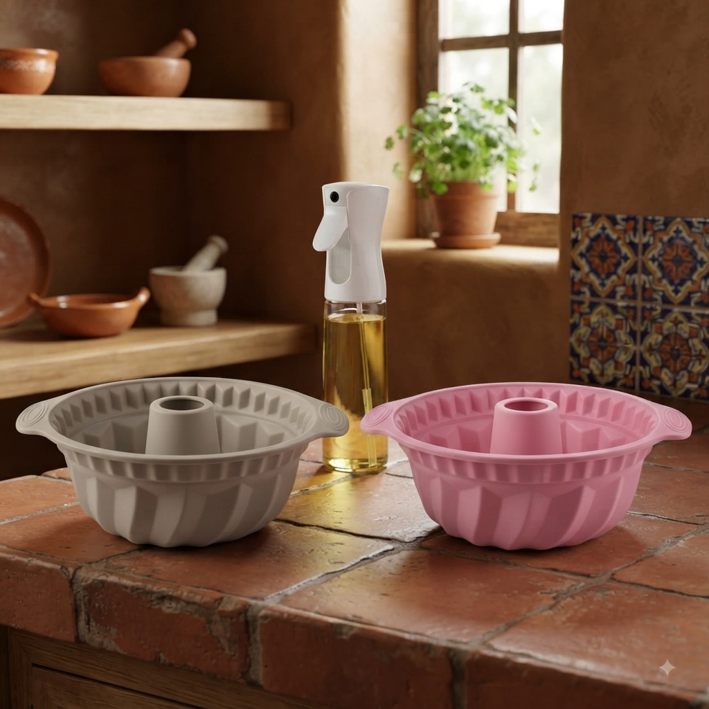Silicone Bundt Pans & Oil Sprayer – 3-Piece Set