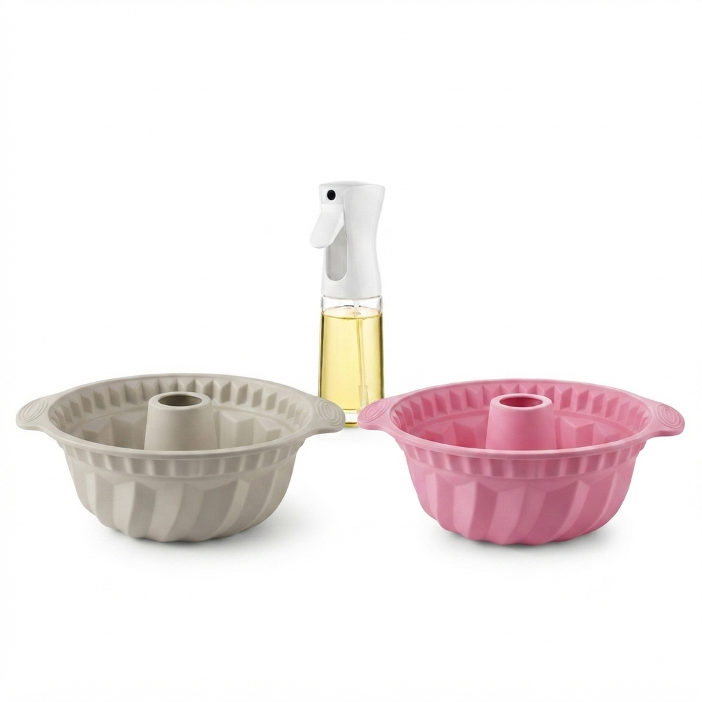 Silicone Bundt Pans & Oil Sprayer – 3-Piece Set