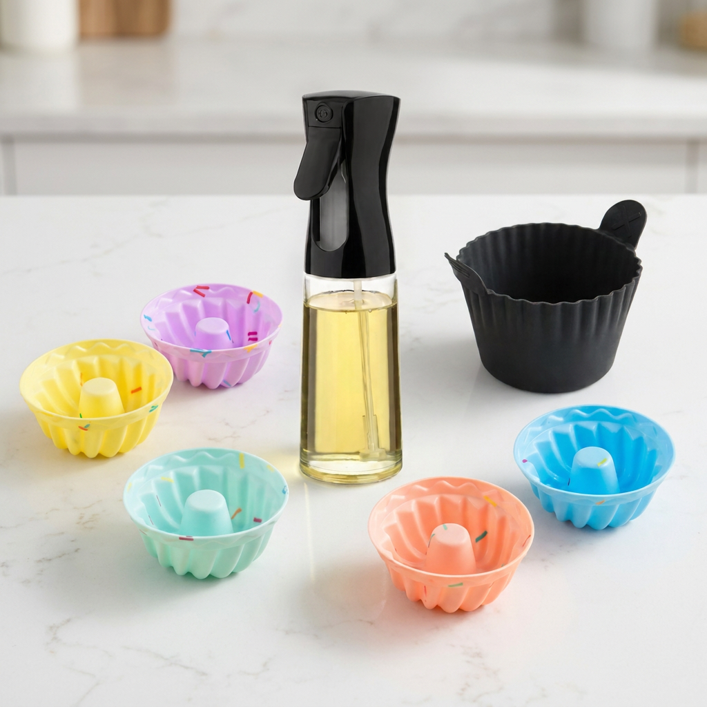 Complete 13-piece silicone bakeware bundle on a bright kitchen countertop